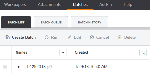 Screen capture showing the path to open batch options.